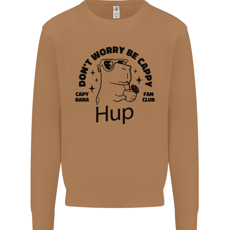 Capybara Be Cappy Funny Mens Sweatshirt Jumper Caramel Latte