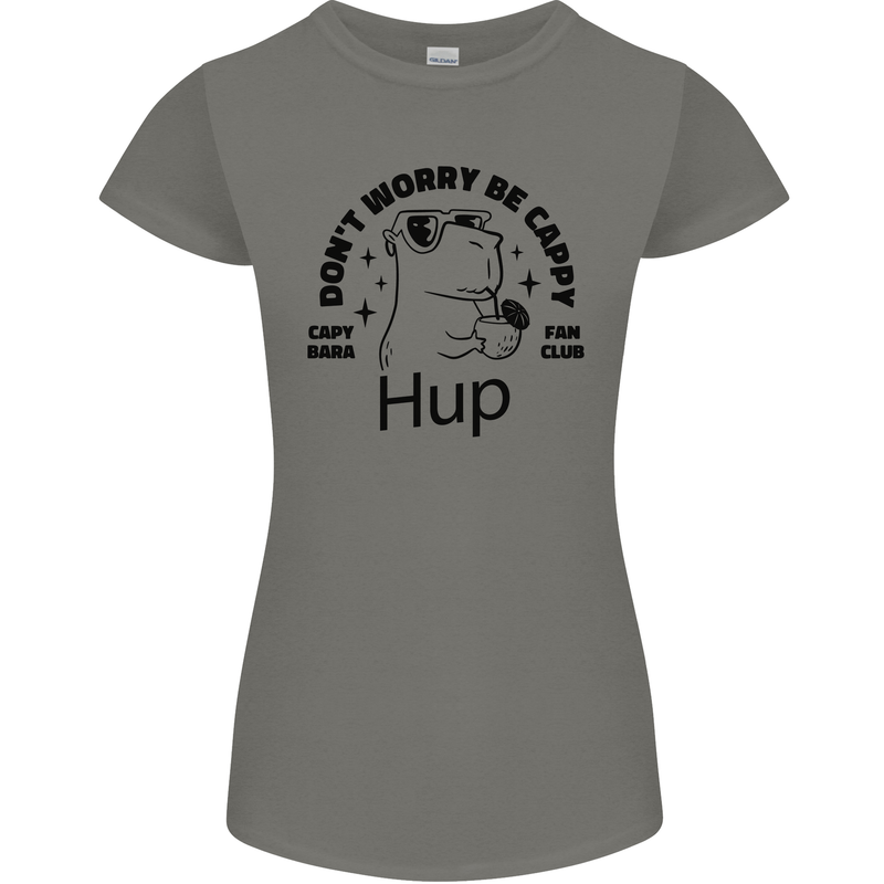 Capybara Be Cappy Funny Womens Petite Cut T-Shirt Charcoal