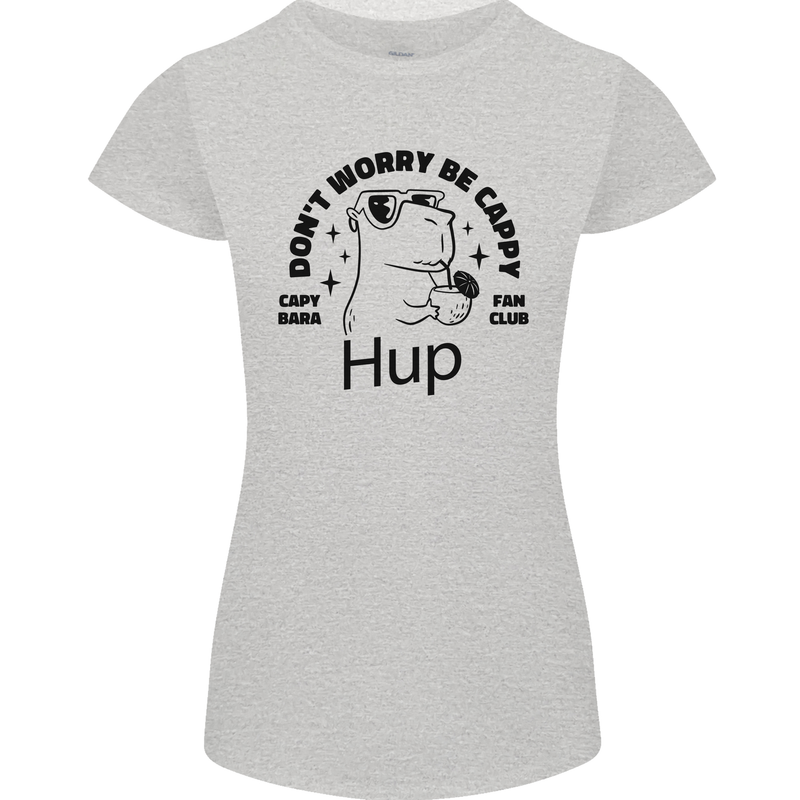Capybara Be Cappy Funny Womens Petite Cut T-Shirt Sports Grey