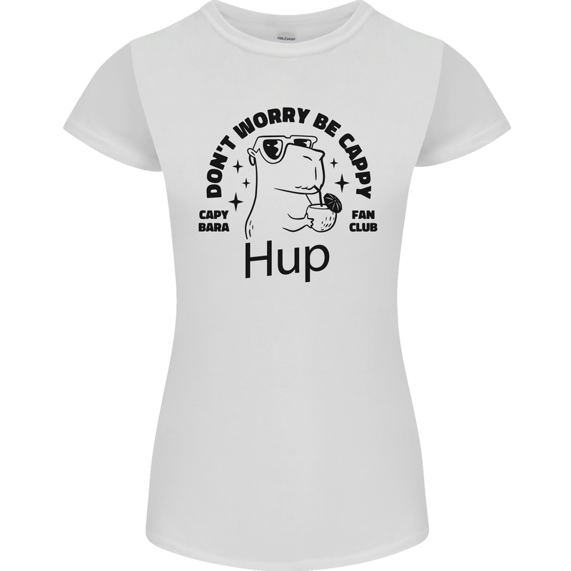 Capybara Be Cappy Funny Womens Petite Cut T-Shirt White