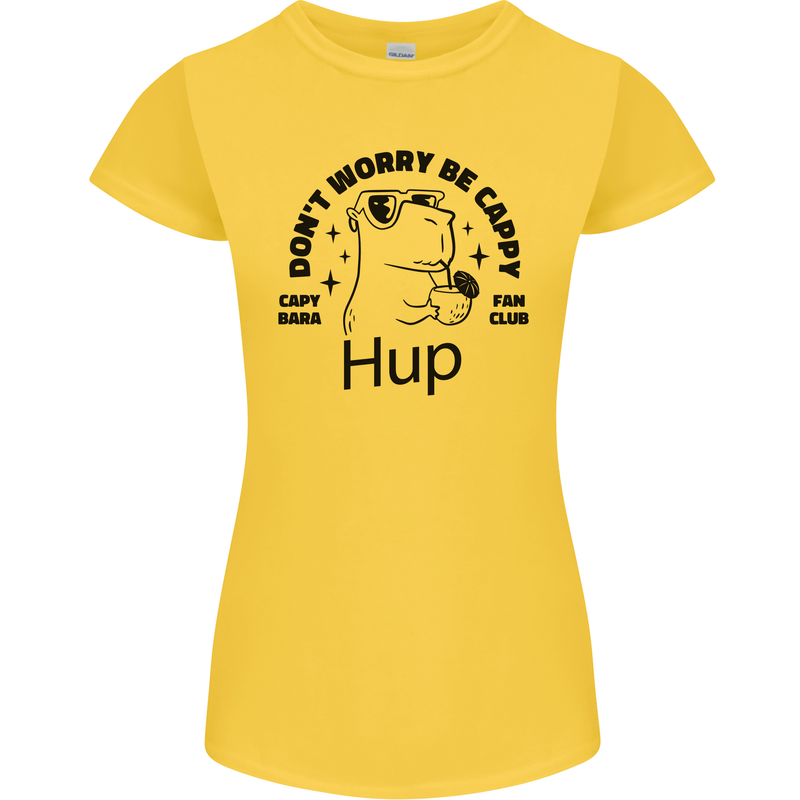 Capybara Be Cappy Funny Womens Petite Cut T-Shirt Yellow