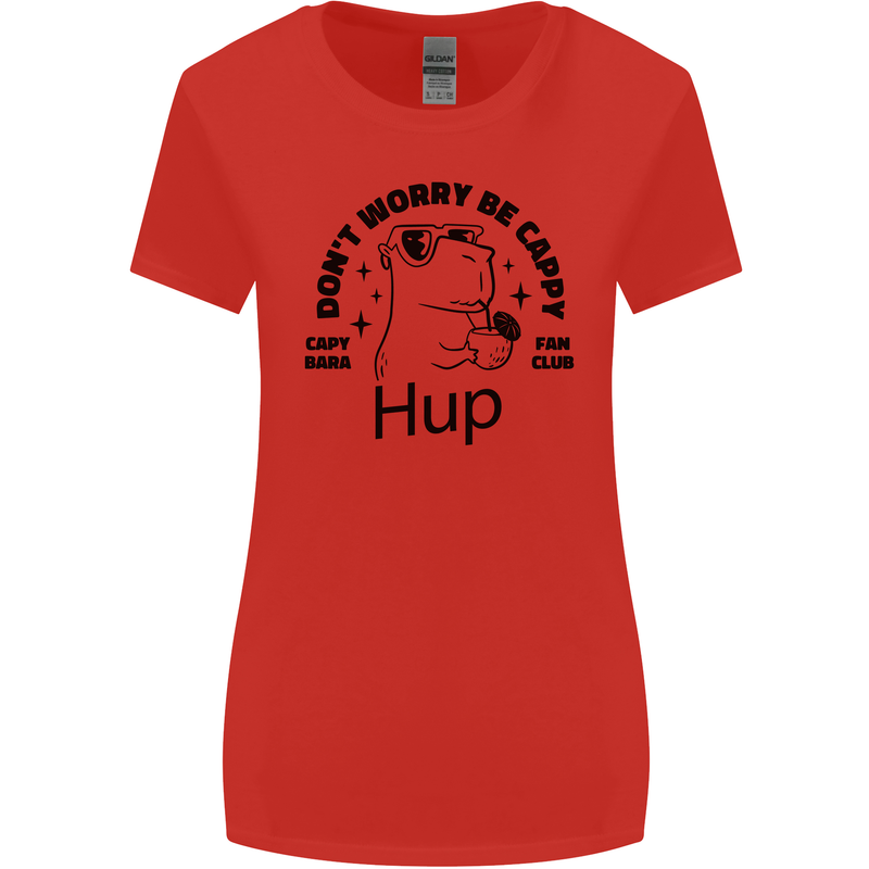 Capybara Be Cappy Funny Womens Wider Cut T-Shirt Red