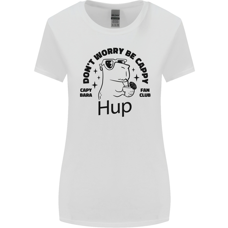 Capybara Be Cappy Funny Womens Wider Cut T-Shirt White