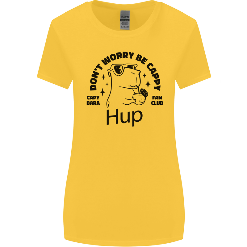 Capybara Be Cappy Funny Womens Wider Cut T-Shirt Yellow