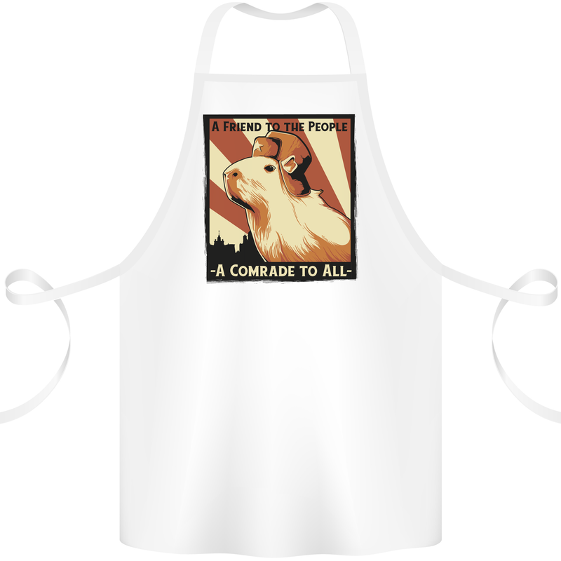 Capybara Comrade Cotton Apron 100% Organic White