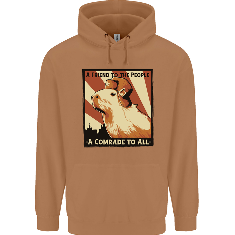 Capybara Comrade Mens 80% Cotton Hoodie Caramel Latte
