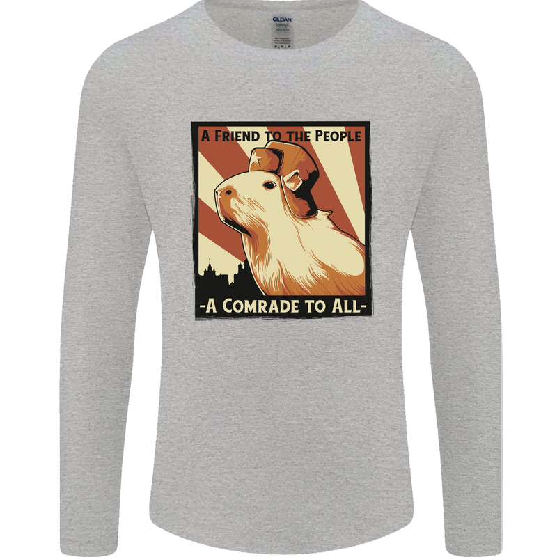 Capybara Comrade Mens Long Sleeve T-Shirt Sports Grey