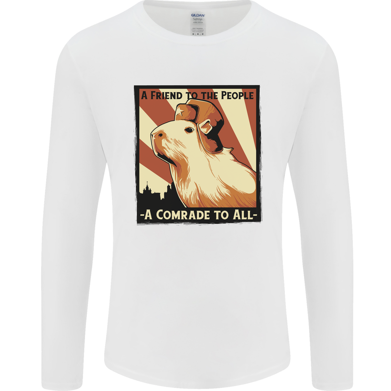 Capybara Comrade Mens Long Sleeve T-Shirt White