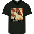 Capybara Comrade Mens V-Neck Cotton T-Shirt Black