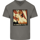 Capybara Comrade Mens V-Neck Cotton T-Shirt Charcoal