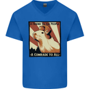 Capybara Comrade Mens V-Neck Cotton T-Shirt Royal Blue