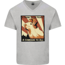 Capybara Comrade Mens V-Neck Cotton T-Shirt Sports Grey