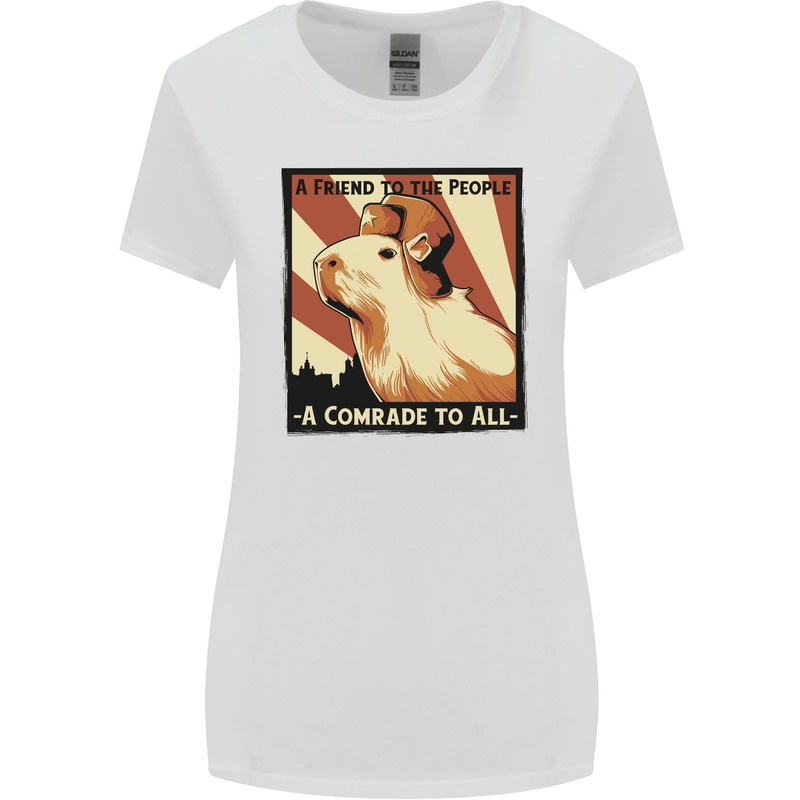 Capybara Comrade Womens Wider Cut T-Shirt White