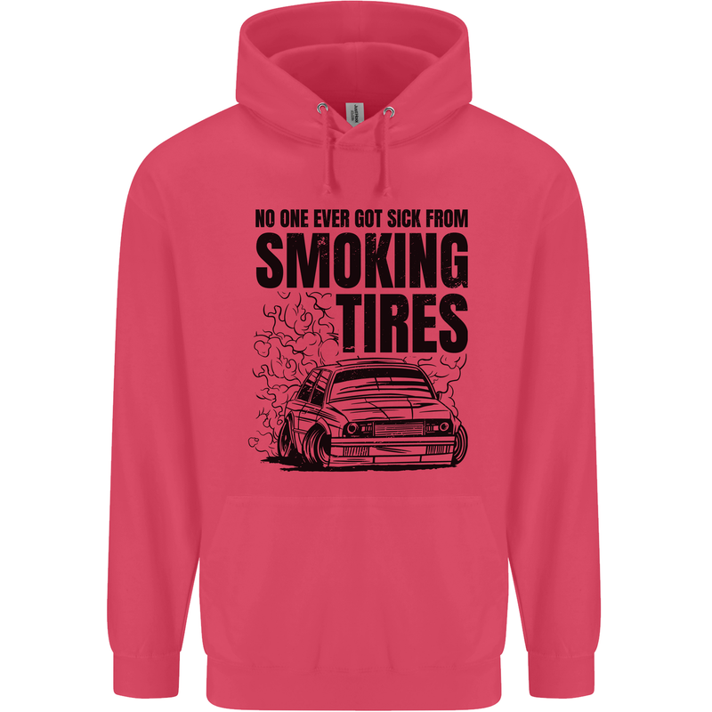 Car Drifting Burning Tires Childrens Kids Hoodie Heliconia