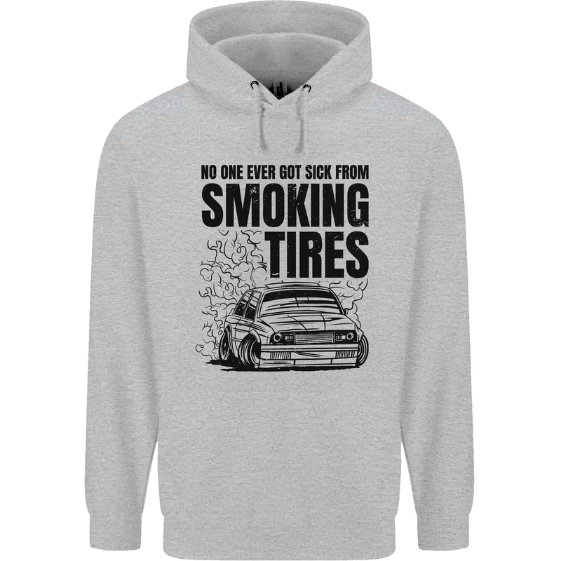 Car Drifting Burning Tires Childrens Kids Hoodie Sports Grey