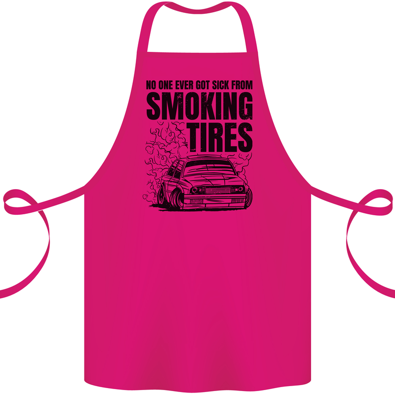 Car Drifting Burning Tires Cotton Apron 100% Organic Pink