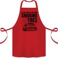 Car Drifting Burning Tires Cotton Apron 100% Organic Red