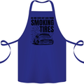 Car Drifting Burning Tires Cotton Apron 100% Organic Royal Blue