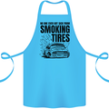 Car Drifting Burning Tires Cotton Apron 100% Organic Turquoise