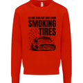 Car Drifting Burning Tires Kids Sweatshirt Jumper Bright Red