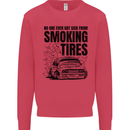 Car Drifting Burning Tires Kids Sweatshirt Jumper Heliconia