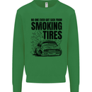 Car Drifting Burning Tires Kids Sweatshirt Jumper Irish Green