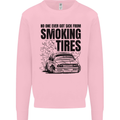 Car Drifting Burning Tires Kids Sweatshirt Jumper Light Pink
