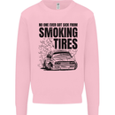 Car Drifting Burning Tires Kids Sweatshirt Jumper Light Pink