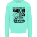 Car Drifting Burning Tires Kids Sweatshirt Jumper Peppermint