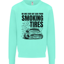 Car Drifting Burning Tires Kids Sweatshirt Jumper Peppermint