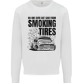 Car Drifting Burning Tires Kids Sweatshirt Jumper White
