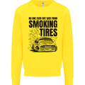 Car Drifting Burning Tires Kids Sweatshirt Jumper Yellow