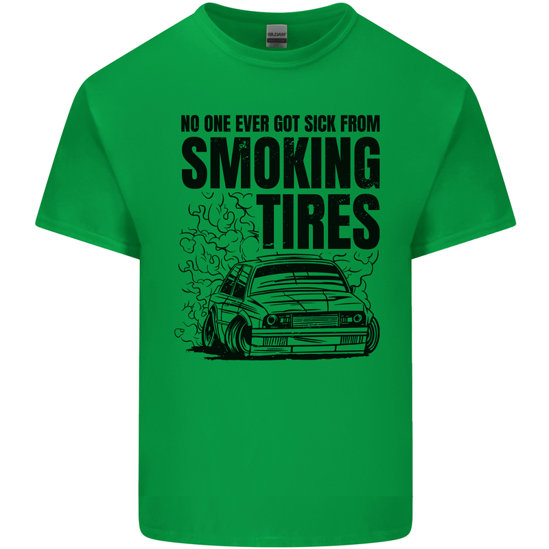 Car Drifting Burning Tires Kids T-Shirt Childrens Irish Green