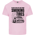 Car Drifting Burning Tires Kids T-Shirt Childrens Light Pink