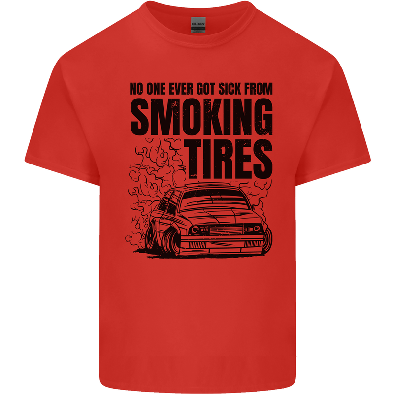 Car Drifting Burning Tires Kids T-Shirt Childrens Red