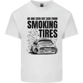 Car Drifting Burning Tires Kids T-Shirt Childrens White