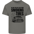 Car Drifting Burning Tires Mens Cotton T-Shirt Tee Top Charcoal