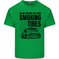 Car Drifting Burning Tires Mens Cotton T-Shirt Tee Top Irish Green