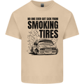 Car Drifting Burning Tires Mens Cotton T-Shirt Tee Top Sand