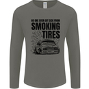 Car Drifting Burning Tires Mens Long Sleeve T-Shirt Charcoal