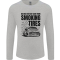 Car Drifting Burning Tires Mens Long Sleeve T-Shirt Sports Grey