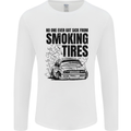 Car Drifting Burning Tires Mens Long Sleeve T-Shirt White