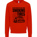 Car Drifting Burning Tires Mens Sweatshirt Jumper Bright Red