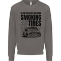 Car Drifting Burning Tires Mens Sweatshirt Jumper Charcoal