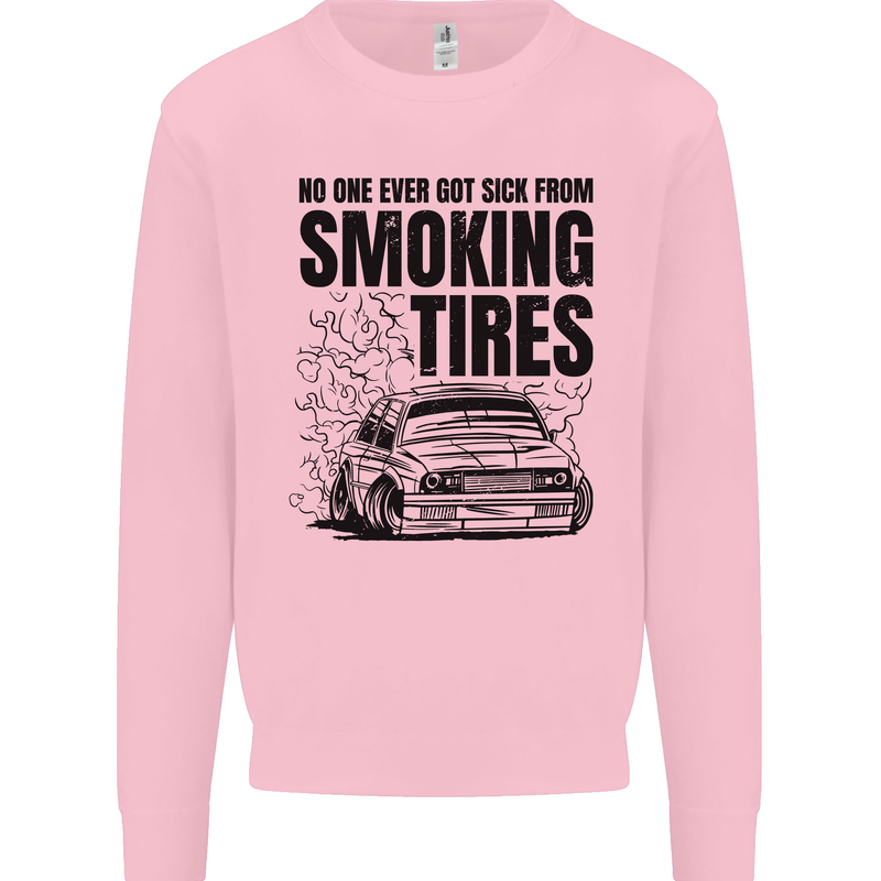 Car Drifting Burning Tires Mens Sweatshirt Jumper Light Pink