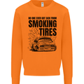 Car Drifting Burning Tires Mens Sweatshirt Jumper Orange