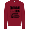 Car Drifting Burning Tires Mens Sweatshirt Jumper Red