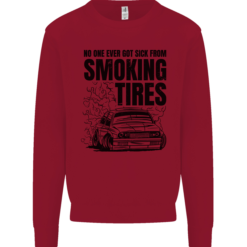 Car Drifting Burning Tires Mens Sweatshirt Jumper Red