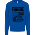 Car Drifting Burning Tires Mens Sweatshirt Jumper Royal Blue