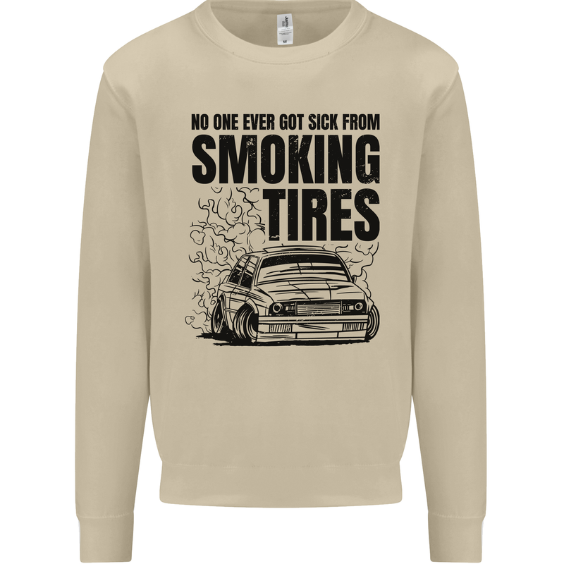 Car Drifting Burning Tires Mens Sweatshirt Jumper Sand